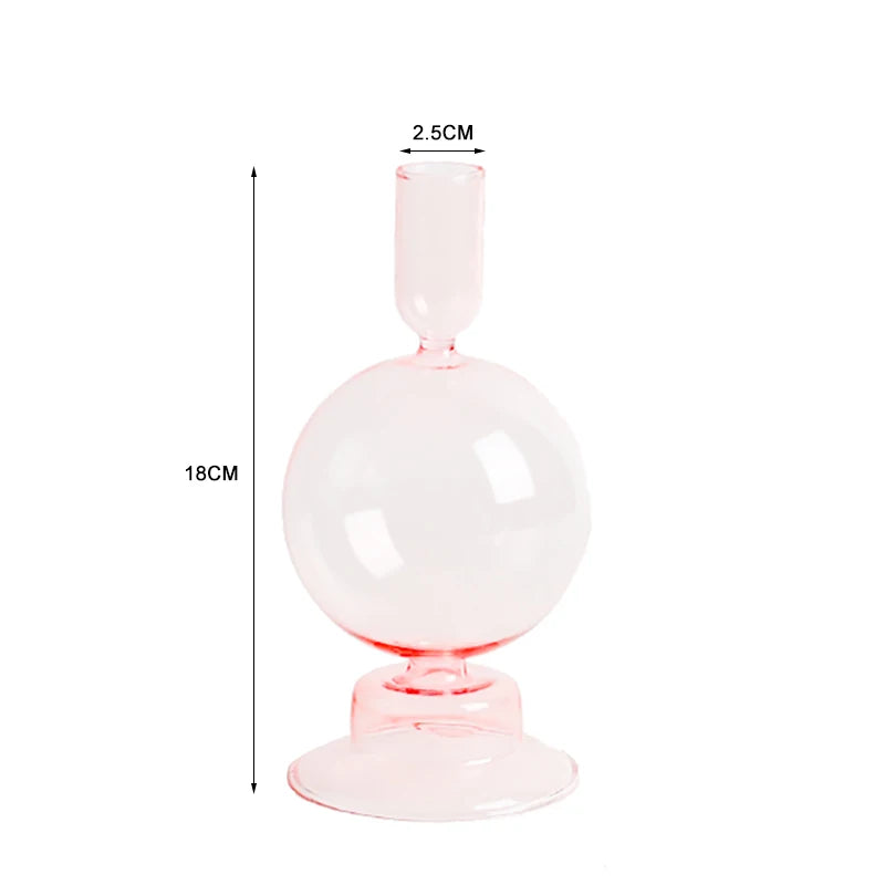 Nordic Glass candle holders, romantic Dinner home decoration, candlestick for birthday wedding, candle holder portavelas decor - vue 16 sur 31