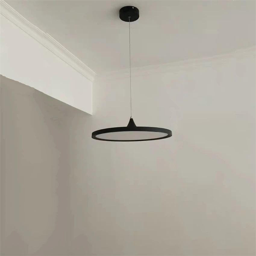 suspension lumières suspendus simple nordique led ronde luminaires en fer - vue 4 sur 7