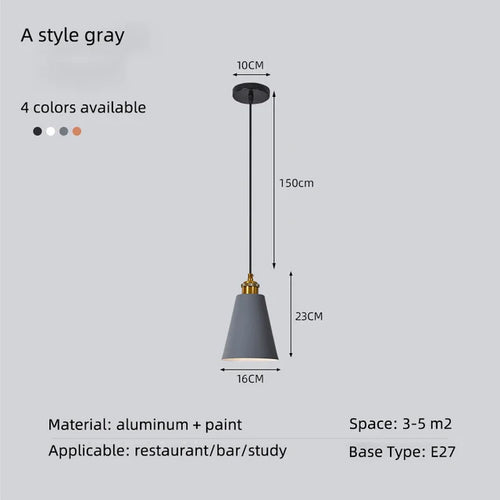 Minimalist modern retro loft pendant light with lampshade for kitchen, dining room, bedroom, restaurant - vue 10 sur 22