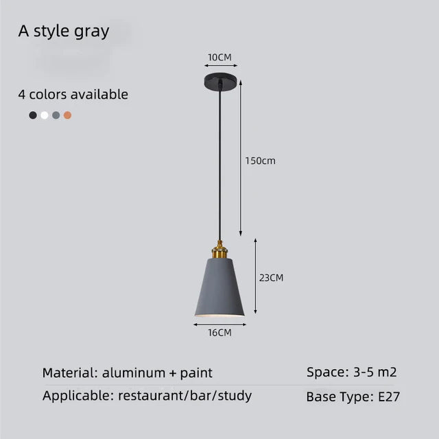 Minimalist modern retro loft pendant light with lampshade for kitchen, dining room, bedroom, restaurant - vue 9 sur 22