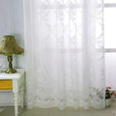 Voilage motif floral brodé ondulé style américain salon
