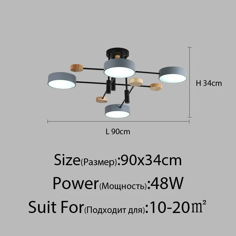 Contemporary nordic LED chandelier in minimalist wrought iron - vue 13 sur 15