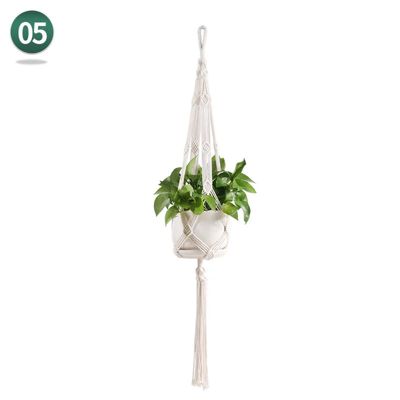 panier suspendu en macramé pour plantes artisanales décoration intérieure - vue 18 sur 18