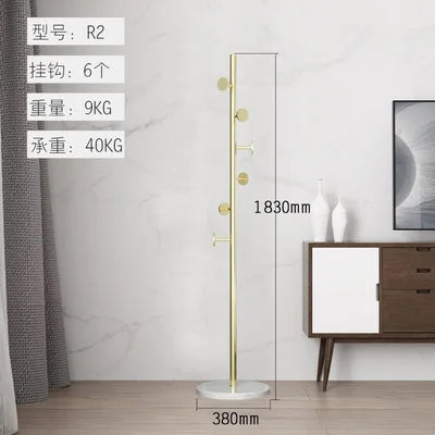Stainless Steel Simple Modern Coat Rack, Nordic Light Luxury Hanger, Floor-Standing Bedroom Marble Hanger