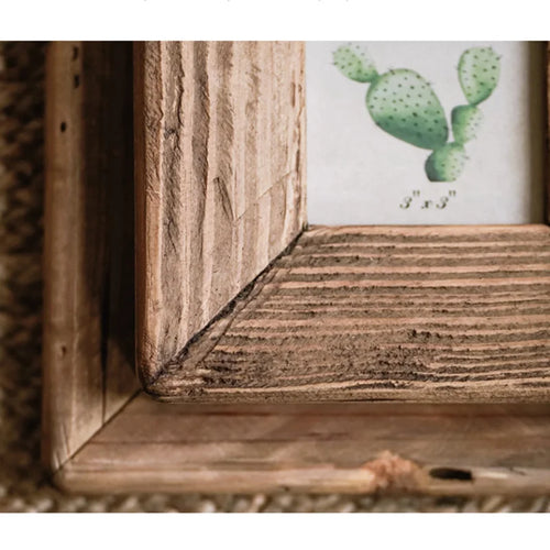 Rustic Retro Style Photo Frame For Tabletop Home Decoration, Handmade with Natural Brown Pine Wooden Picture Frame - vue 6 sur 9