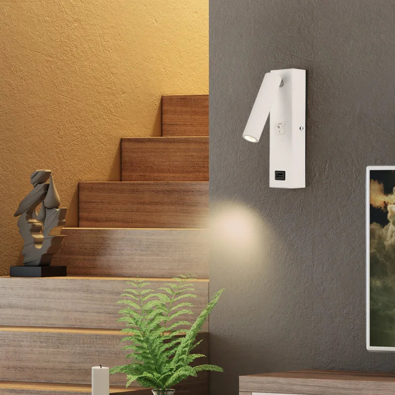 spot led rotatif moderne avec interrupteur en métal pour lecture - vue 4 sur 8
