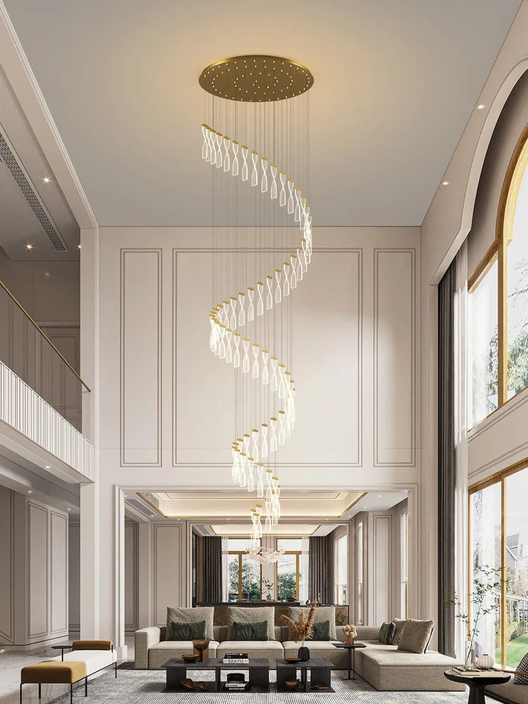 lampe longue moderne design spirale pour intérieur hôtel et hall - vue 3 sur 10