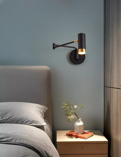 Nordic minimalist swing arm wall bedside lamp - vue 3 sur 8