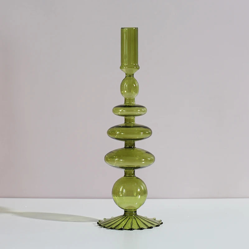 Nordic Glass candle holders, romantic Dinner home decoration, candlestick for birthday wedding, candle holder portavelas decor - vue 20 sur 31
