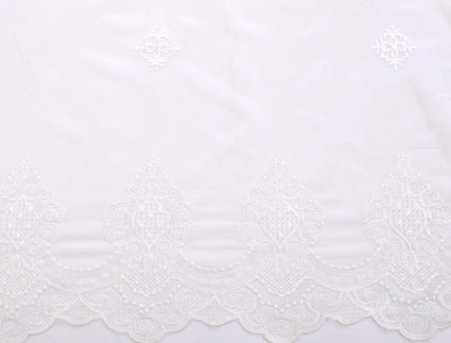Voilage tulle brodé fleurs bord festonné style européen