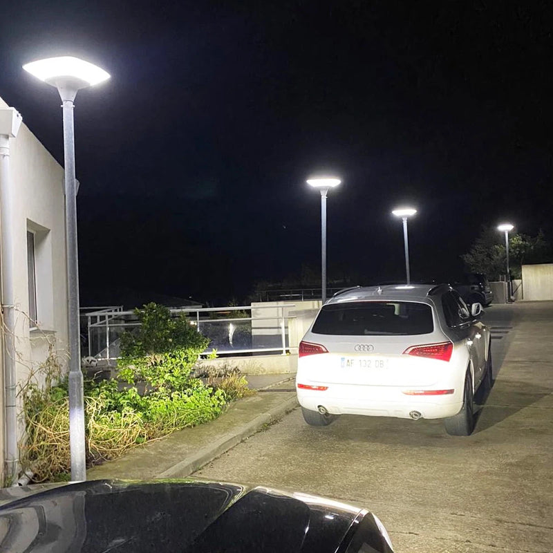 lampadaire extérieur solaire éclairage 360 éventail avec capteur crépuscule-aube