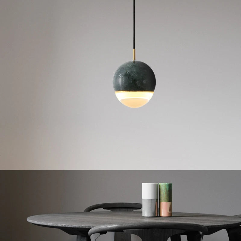 suspension en marbre à led style nordique pour espaces modernes - vue 4 sur 9