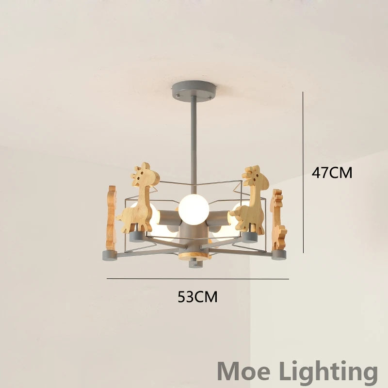 suspension girafe en bois à led pour enfants - vue 9 sur 12