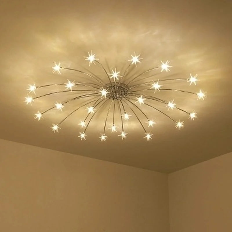 plafonnier moderne rond en cristal avec étoiles lumineuses - vue 2 sur 6