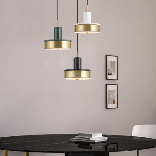 suspension en marbre à tête unique lampe à trois tons pour intérieur - vue 8 sur 9