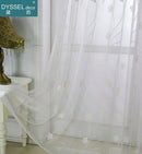 Rideau tulle brodé floral festonné style américain salon