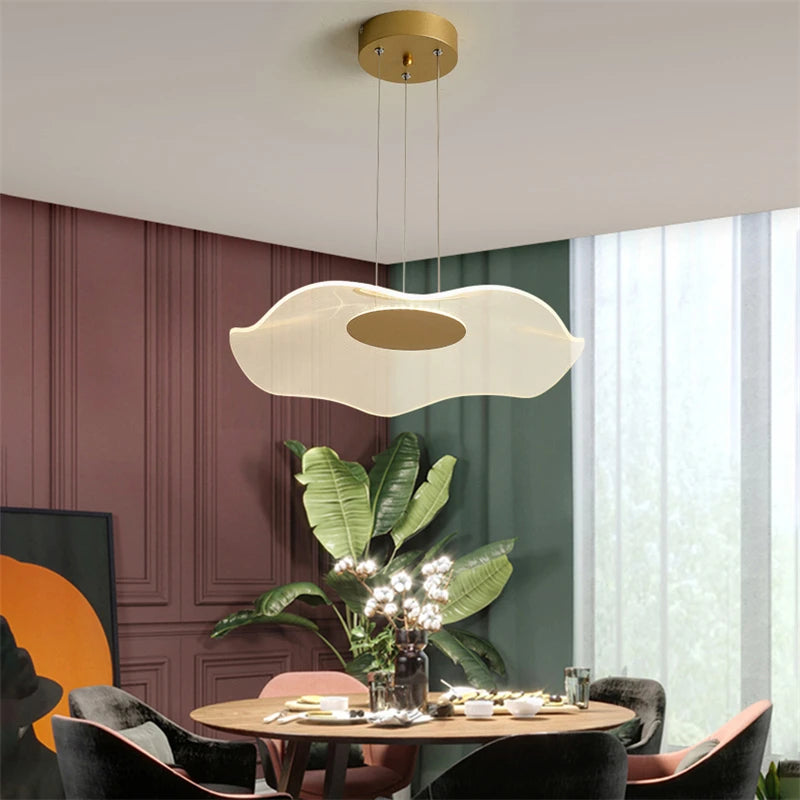 lampe led simple moderne lustre nordique feuille de lotus gradation - vue 7 sur 8