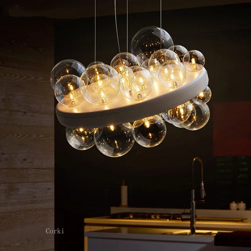 lustre en verre transparent design moderne pour décoration intérieure - vue 2 sur 8