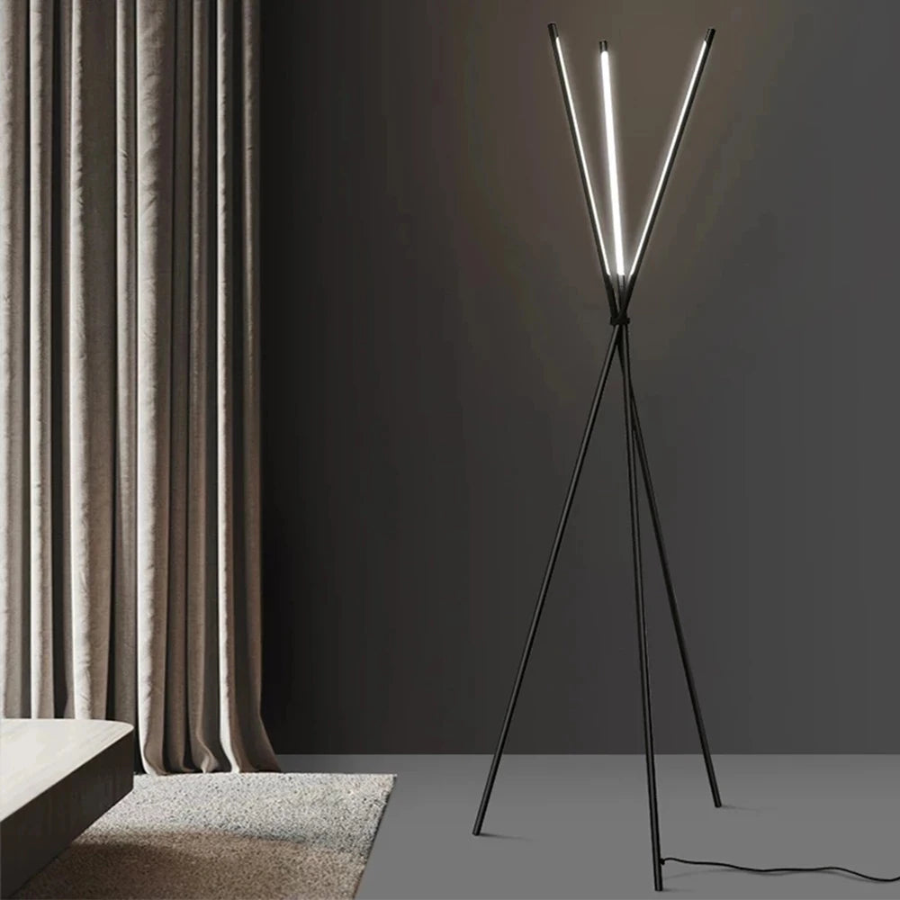 lampadaire led trépied style nordique pour lecture et intérieur - vue 5 sur 7
