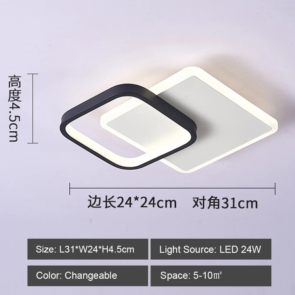 lustre led allée plafonnier noir blanc