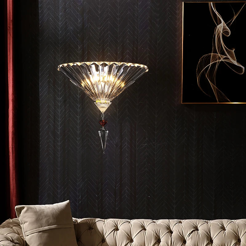 Applique murale moderne en cristal avec miroir - vue 5 sur 6