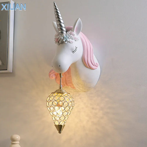 Applique murale résine LED licorne chambre fille princesse - vue 2 sur 23