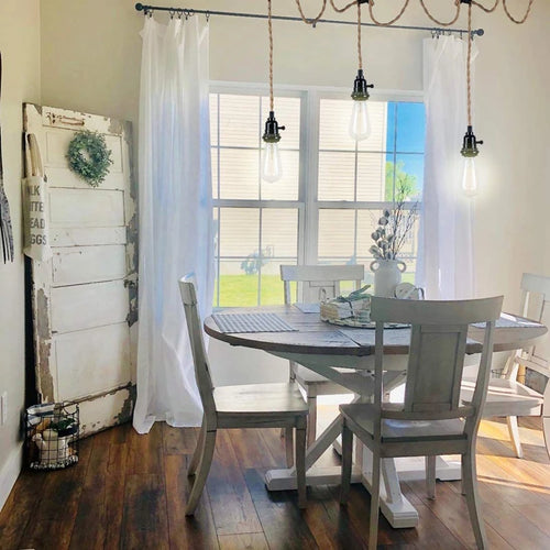Vintage hemp rope pendant light 4.5/6.8m DIY indoor lighting with switch for living room, bedroom, dining room - vue 8 sur 8
