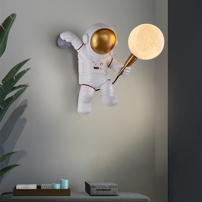 applique murale Nordique LED personnalité astronaute lune chambre d'enfant cuisine salle à manger chambre bureau balcon allée - vue 4 sur 9