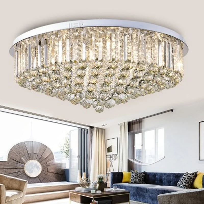 lustre en cristal k9 moderne à montage encastré minimaliste