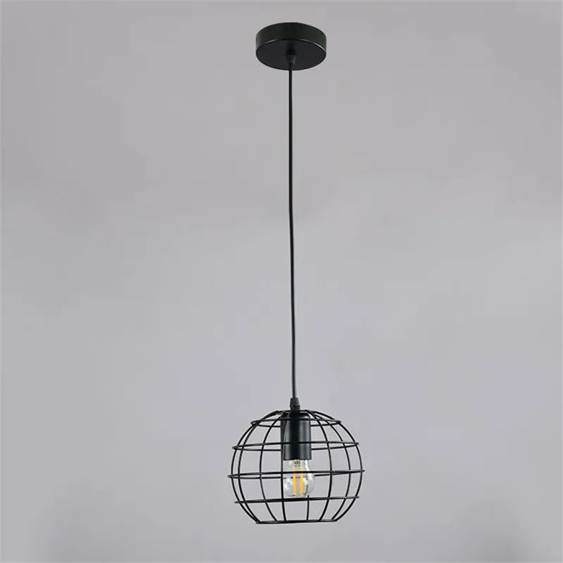 lampes suspendues vintage loft modernes cage en fer - vue 3 sur 5