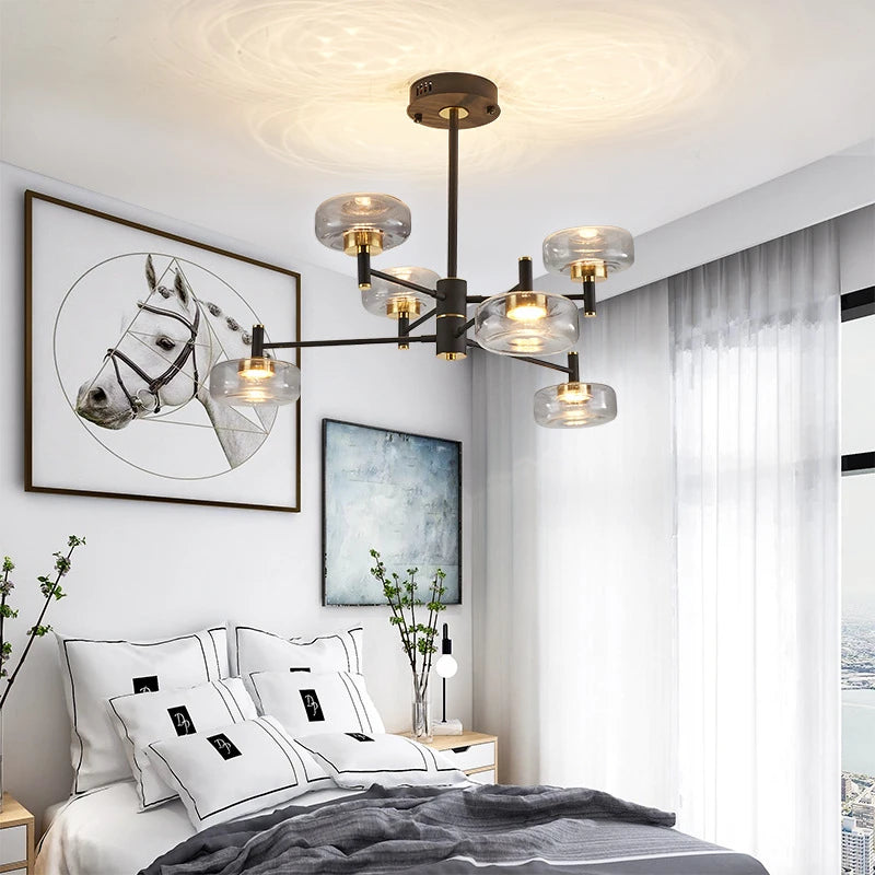 lustre post-moderne de luxe en verre nordique éclairage led - vue 4 sur 12