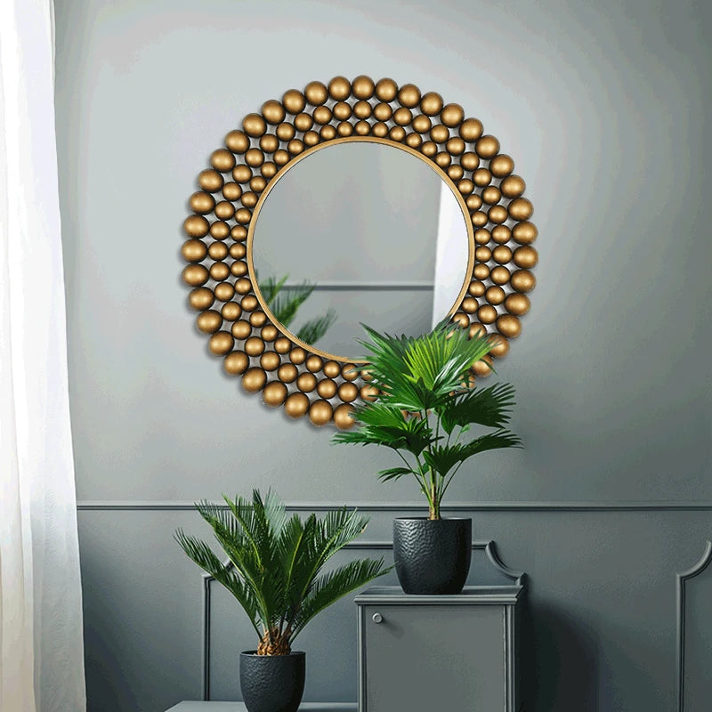 miroir décoratif rond en fer pour intérieur élégant - vue 3 sur 7