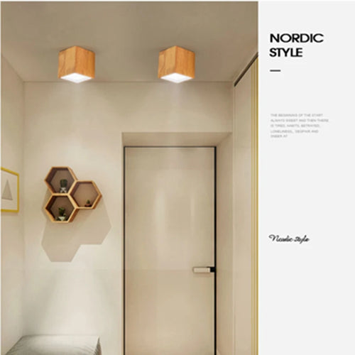 Spot Led rond en bois au design nordique - vue 5 sur 12