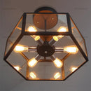 plafonnier hexagonal en verre style rétro pour café bar restaurant