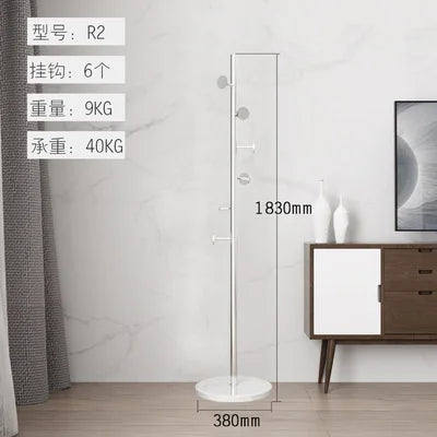 Stainless Steel Simple Modern Coat Rack, Nordic Light Luxury Hanger, Floor-Standing Bedroom Marble Hanger - vue 9 sur 11