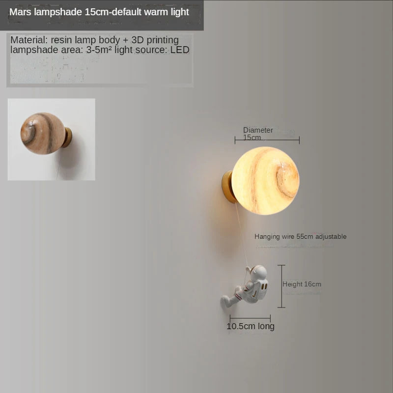 applique murale astronaute enfants 3d lune décoratif chevet - vue 10 sur 18
