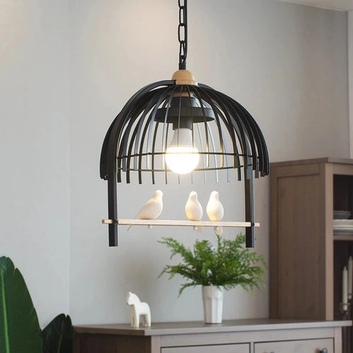 lustre nordique cage à oiseaux en résine et fer pour restaurant ou café