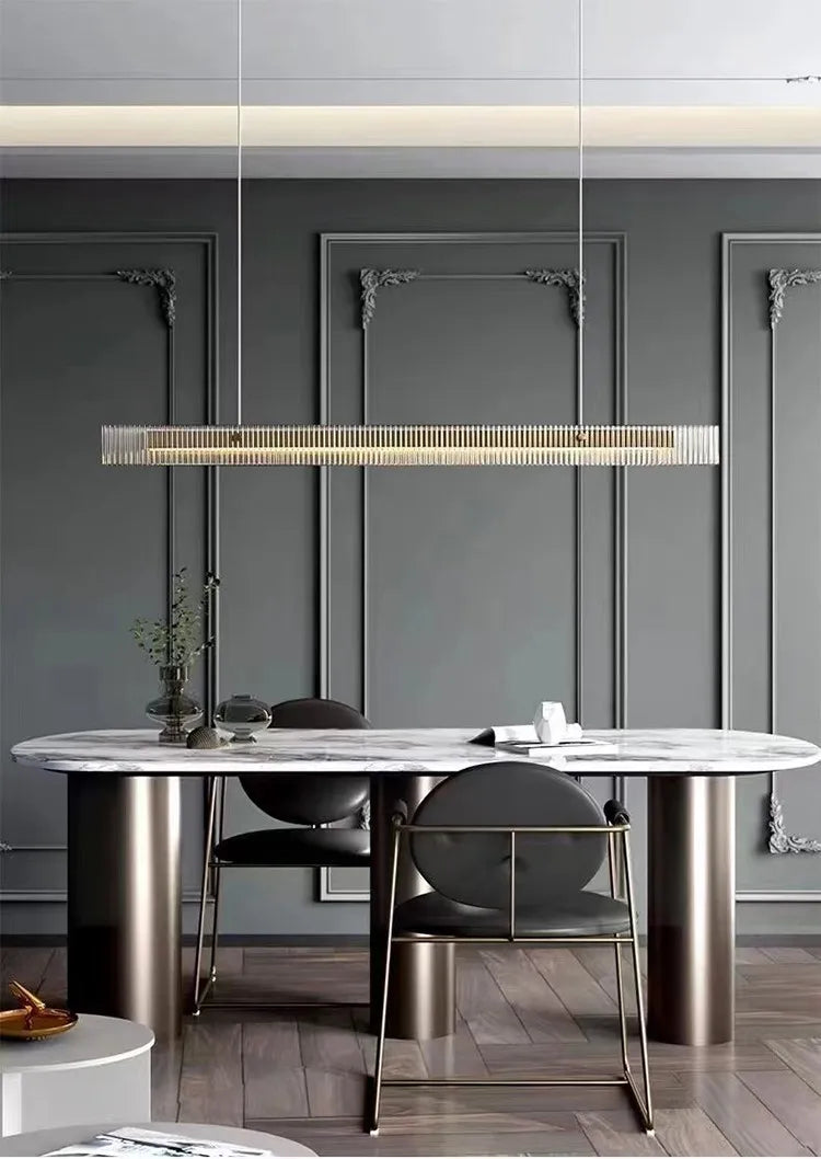 Modern Minimalist Restaurant Chandelier, Dimple Geometric Word, Island Table, High-end Glass, Nordic Light Luxury Bar, Bar Light - vue 2 sur 9