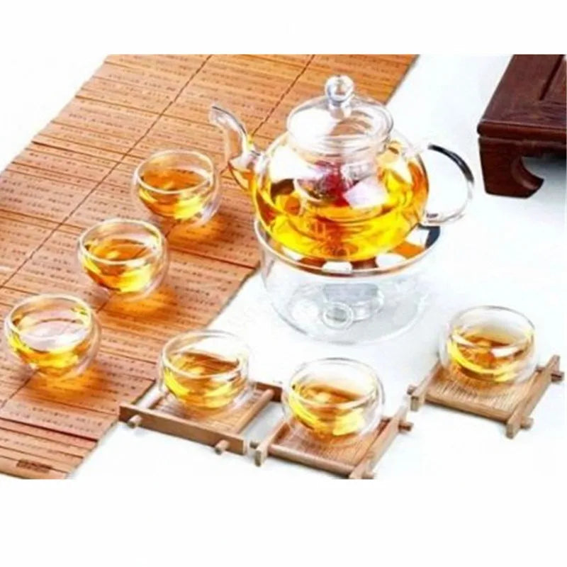 service à thé verre double paroi infuseur 800ml - vue 3 sur 7