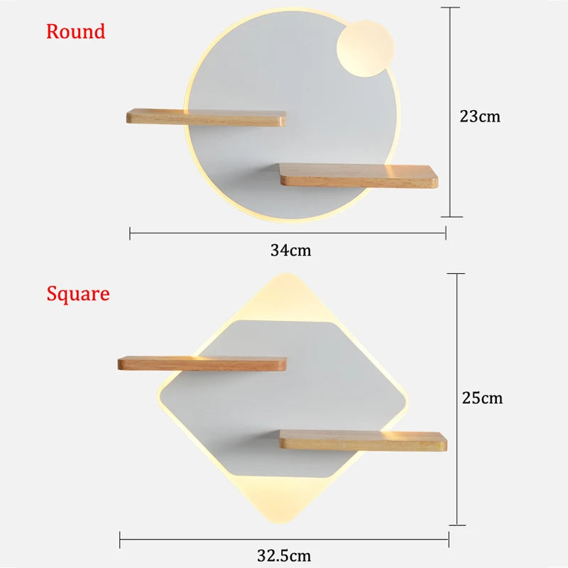 Applique murale led nordique avec étagère et chargeur usb