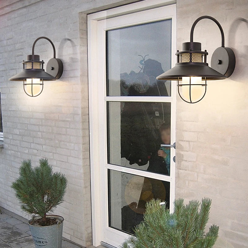 Applique extérieure IP54 étanche balcon terrasse entrée cour extérieur américain rétro mur jardin ferme éclairage - vue 4 sur 12