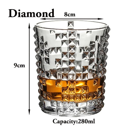 Verres whisky old fashioned motif relief élégant cadeau