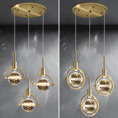 lampe nordique créative en cristal pour restaurant et bar