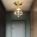 plafonnier de luxe en cuivre avec luminaire moderne en cristal