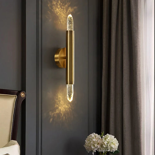 Applique murale nordique en cristal chambre salon TV fond mur bulle cristal cuivre luxe allée
