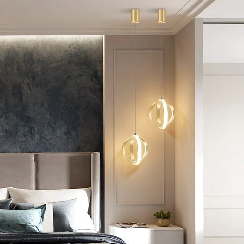 Nordic designer pendant light with gold ring - vue 2 sur 10