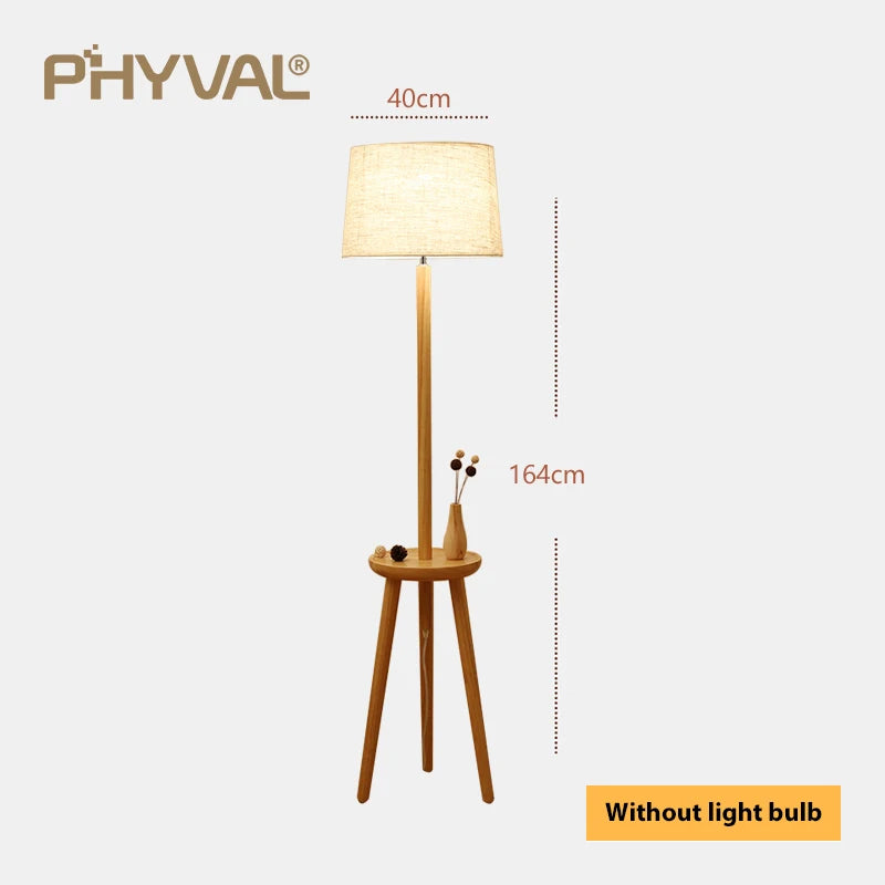 Lampadaire Nordique bois sur pied tissu interrupteur - vue 11 sur 17