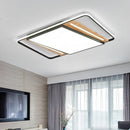 Modern nordic square LED ceiling light in wood and iron, minimalist