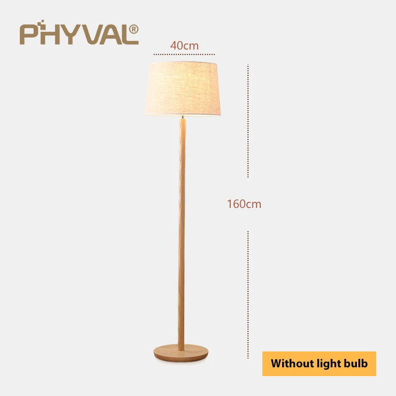 Lampadaire Nordique bois sur pied tissu interrupteur - vue 16 sur 17