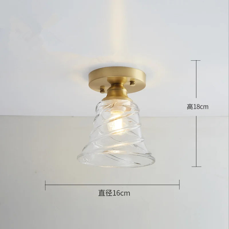 Plafonnier en verre nordique rétro Loft Vintage plafonnier salle à manger couloir moderne cuivre E27 plafond abat-jour en verre - vue 25 sur 26